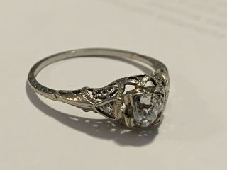 Art Deco Gold? Silver? Antique Old Cut Diamond Engagement Ring 2g