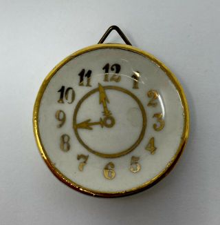 Vintage Dollhouse Miniature Porcelain Hanging Clock Plate Made In Germany