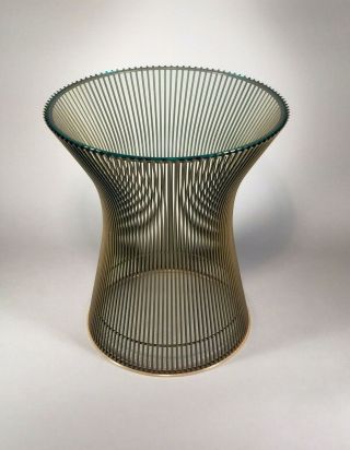 Vintage Authentic Warren Platner For Knoll Bronze Finish Glass Top Side Table