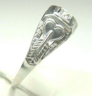 Antique Art Deco Diamond Engagement 18k White Gold Ring Size 6.  25 Uk - M Egl Usa