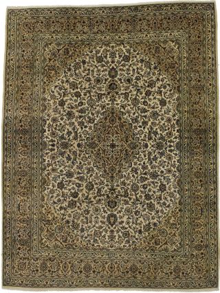 Traditional Semi Antique Beige 10x13 Evenly Worn Oriental Area Rug Wool Carpet