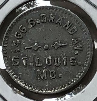 Missouri Trade Token 1466 S.  Grand Ave St.  Louis Mo G/f 2 1/2 Cents I/t Vintage