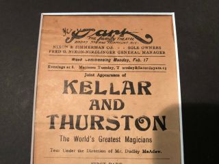 Thurston Kellar Antique Vintage Magic Magician Trick Prop Illusion Harry Poster