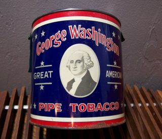 George Washington Pipe Tobacco Tin Can Old Antique Vintage Rj Reynolds Nc