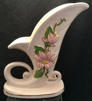 Vintage Hull Art Usa Pink Magnolia Glazes Vase H - 10 - 8 1/2 Pottery H - 10 - 8 1/2