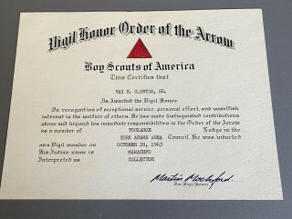 Boy Scout Oa 386 Tuckahoe Vintage Vigil Certificate
