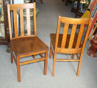 Antique Set of 4 Mission Oak Dining Chairs - Arts and Crafts Style 3