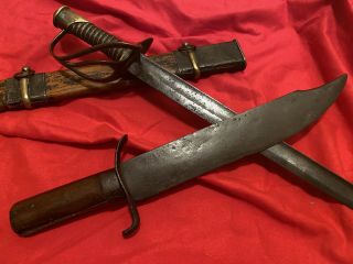 Antique Civil War Confederate Bowie Knife Tomahawk