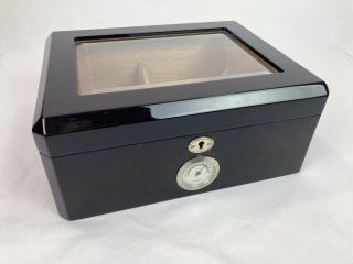 Cigar Humidor Storage Box Desktop Glasstop Humidifier Hygrometer 2 - Pk Boveda