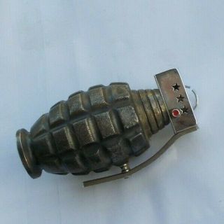 Rare Vintage 4.  5 " Metal Hand Grenade Cigarette Lighter Combat P.  G.  L.  Look Wow Nr