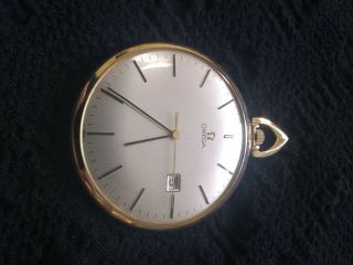 Vintage Omega Automatic 14k Gold Pocket Watch With Date