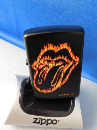 Zippo Lighter Rolling Stones Flaming Tongue Logo Band Fan Souvenir 2009