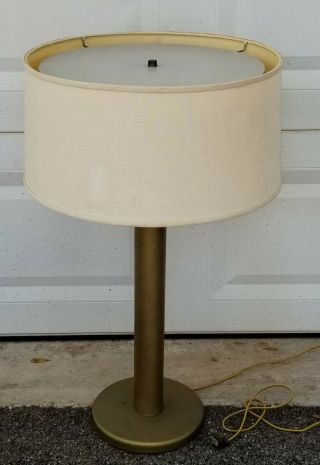 VINTAGE 60 ' s MID CENTURY MODERN WALTER VON NESSEN BRASS BASE COLUMN TABLE LAMP 2