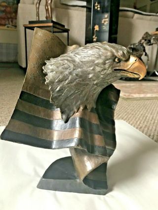Mark Hopkins Solid Bronze Sculpture - Forever - Eagle & Flag $2700