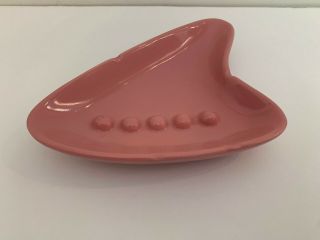 Vintage Atomic Mcm Boomerang Ceramic Ashtray Mauve Pink