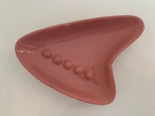 Vintage Atomic MCM Boomerang Ceramic Ashtray Mauve Pink 2