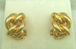Ka.  Vintage " Christian Dior " Earrings Gold Tone Clip On Signed.
