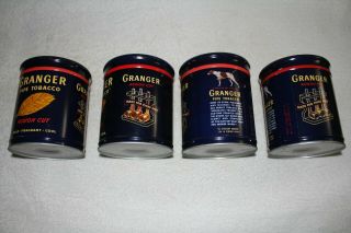 4 Vintage Granger Pipe Tobacco Advertising Tin Rough Cut Pointer Dog Canister