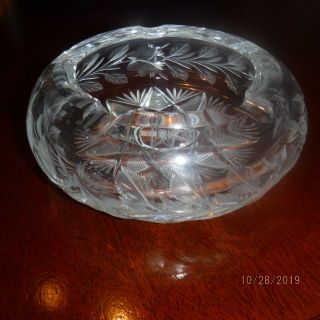 Vintage Lead Crystal Ashtray 8 Inches And Heavy About 4 Lbs
