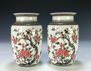 Old Chinese Porcelain Vases With Birds And Flowers - Republic Per