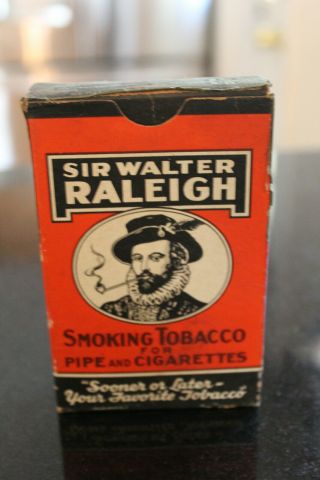 Sir Walter Raleigh Cardboard Box Smoking Tobacco Tax Stamp Visible