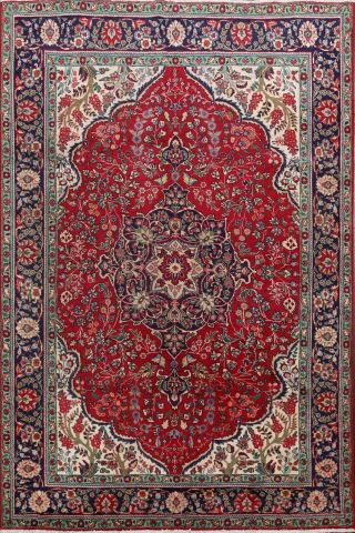 Vintage Floral Tebriz Hand - Knotted Area Rug Medallion Oriental Wool Carpet 7 