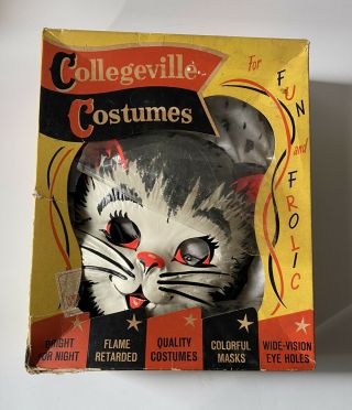 Vintage Halloween Costume Kitten Tiny Tot Collegeville Cat Mask