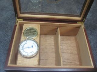 Carlos Chavez Humidor Glass Top Open Solid Wood 12 " X 9 " X 4.  5 " Chest