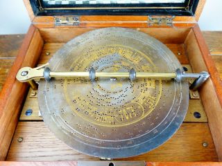 Antique Symphonion Polyphon Music Box with x10 Musical Disc Records & Hand Crank 2