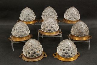 8 Sm Antique Art Deco Clear Thick Bubble Glass Theater Isle Light Lamp Shades