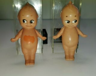 2 Tiny Rare Vintage Celluloid Kewpie Dolls Rose O’neill Labels Marked Cases
