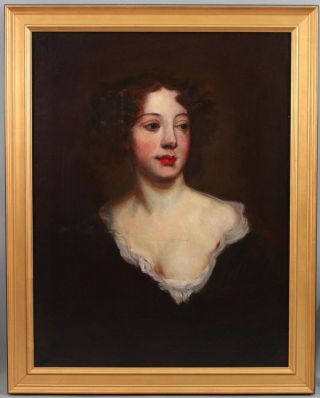 Large 19thc Antique American Portrait Oil Painting Of Woman,