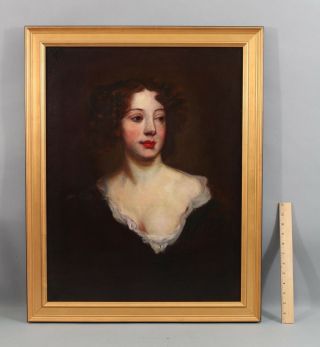 Large 19thC Antique American Portrait Oil Painting of Woman, 2