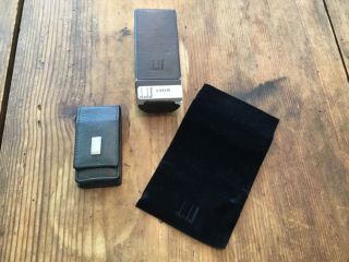 Vintage Dunhill Black Leather Lighter Case With Magnetic Closure