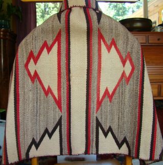 Antique Navajo Child Blanket Native American Weaving,  Rug,  Double Saddle Blanket 3