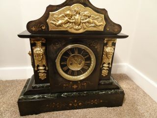 Massive Antique 19th C French S.  Marte Gilt & Slate Mantel Clock (32.  5kg / 72lb)