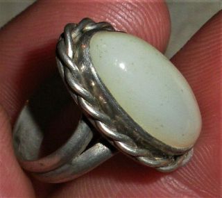 Vintage C.  1940 Navajo Gorgeous White Stone Sterling Silver Ring Vafo