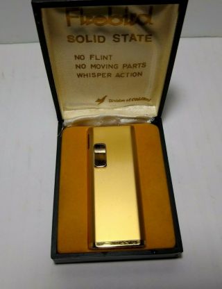 Vintage Firebird Solid State Lighter Div Of Colibri Gold Tone W/case Japan