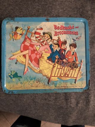 Vintage Disney’s “bedknobs And Broomsticks” Metal Lunchbox With Thermos