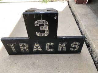 3 Tracks Antique Porcelain Railroad Sign With Glass Cats Eye Reflectors W/weight