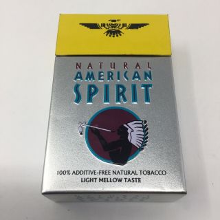 Natural American Spirit Flip Top Cigarette Tin Case Bodied Yellow Square Edge
