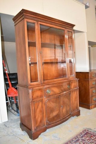 Antique Flame Mahogany Dining Room China Hutch,  Vintage Furniture 2