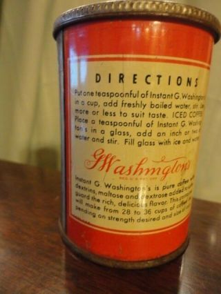 G Washington ' s Coffee Tin 4 oz American Home Foods Vintage 2