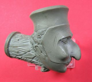 Antique Venice Italy Finely Carved Stone Carnival Masked Face Smoking Pipe