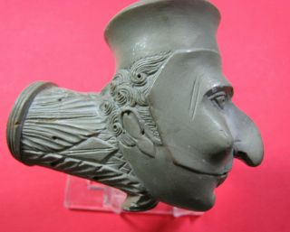 Antique Venice Italy Finely Carved Stone Carnival Masked Face Smoking Pipe 2