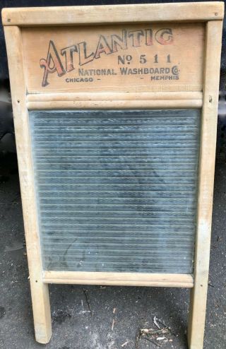 Vintage Atlantic No.  511 National Washboard Glass Wash Board