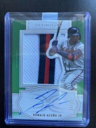 2020 Topps Definitive Ronald Acuna Jr Autograph Relic 24/25,  Green Parallel