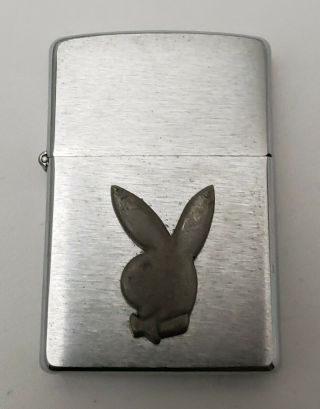 Vintage Playboy Zippo Lighter Chrome Playboy Bunny Raised Metal Logo Retired Oop