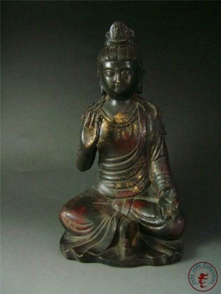 Large Antique Old Chinese Tibet Bronze Tibetan Kwanyin Statue