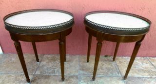 Round Marble Top French Louis Xvi Side End Tables